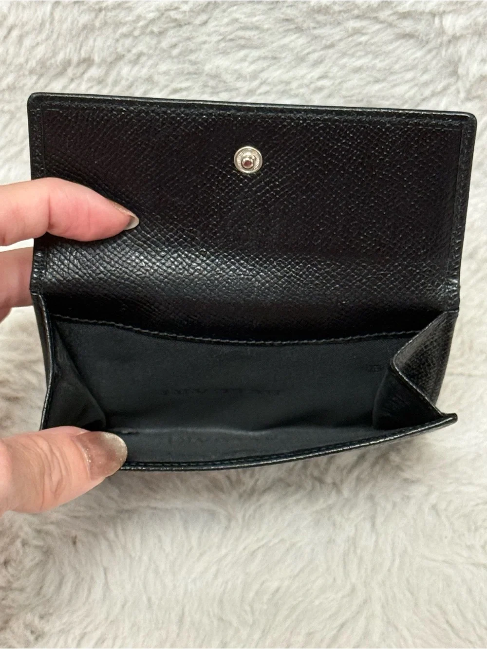 Bvlgari Black Leather Wallet with Silver-Tone Accent